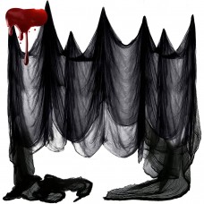 Halloween Black Spooky Creepy Cloth: 85*394Inch Giant Scary Gauze Cheesecloth for Hallowen Theme Party Hoouse Doorway Window Wall Outdoor Decorations…