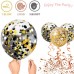 Zesliwy Black Gold Silver Latex Balloons, 50 Pack 12 inch Gold Confetti Party Balloons with 33 Feet Gold Ribbon for Kids Party Graduation Wedding Decorations.
