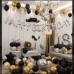 Zesliwy Black Gold Silver Latex Balloons, 50 Pack 12 inch Gold Confetti Party Balloons with 33 Feet Gold Ribbon for Kids Party Graduation Wedding Decorations.