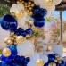 Navy Blue Gold Balloons Garland Kit, 131 pcs Navy Blue Gold White Confetti Balloons Arch Kit with Balloon Accessories for Birthday Party Baby Shower Wedding Graduation Class of 2020 Prom Decorations