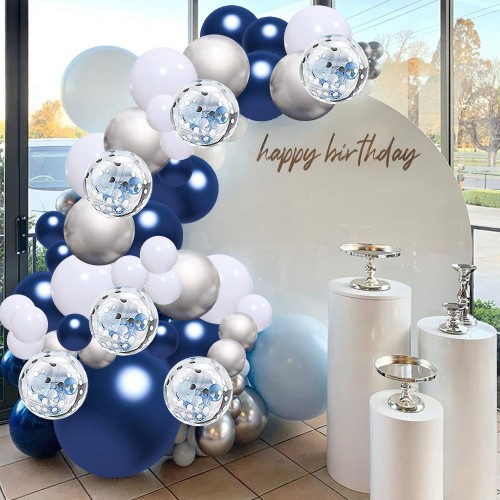 Royal Blue Silver White Confetti Balloon Arch for 2021Graduation Party Wedding Birthday Shower Classroom Decoration JULLIZ 145pcs Navy Blue Silver Balloons Garland Kit 