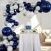 Navy Blue Silver Balloons Garland Kit, 131 pcs Navy Blue White Silver Confetti Balloons Arch Kit with Balloon Accessories for Birthday Party Baby Shower Wedding Graduation Class of 2020 Prom Decorations