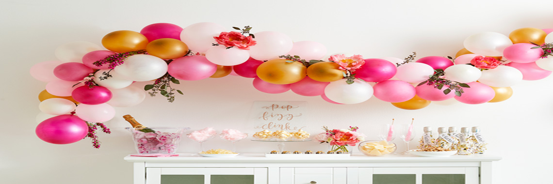 pink and gold balloons garland