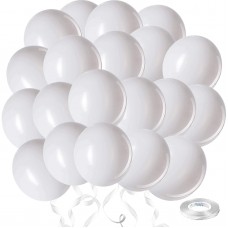 Zesliwy white Balloons Helium Latex Balloons, 50 Pack 12 inch White Premium Balloons with White Ribbon for Wedding Birthday Bridal Baby Shower Party Decorations.