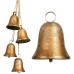 Christmas Vintage Gold Cow Bells, Set of 4 Hanging Vintage Brass Antique Lucky Rustic Crafts Bells with Jute Rope for Christmas Tree Staircase Fireplace Holiday Decor
