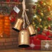 Set of 3 Christmas Bells,Vintage Gold Bell Country Harmony Lucky Cowbells with Hemp Rope for Door Handles Stairs Fireplaces Christmas Tree Decorations