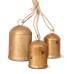 Set of 3 Christmas Bells,Vintage Gold Bell Country Harmony Lucky Cowbells with Hemp Rope for Door Handles Stairs Fireplaces Christmas Tree Decorations
