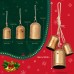 Set of 3 Christmas Bells,Vintage Gold Bell Country Harmony Lucky Cowbells with Hemp Rope for Door Handles Stairs Fireplaces Christmas Tree Decorations