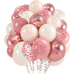 Blush Dusty Pink Boho Balloons, 50 Pcs Retro Pink Rose Gold Beige Nude Confetti Balloons for Girls Women Baby Shower Wedding Bridal Shower Birthday Party Decoration