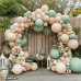 Fog Green Pink Balloons Arch Kit, Mist Dusty Green Light Pink Nude Sand White Boho Balloons Garland Kit for Boho Party Baby Shower Birthday Wedding Decorations…