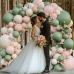Sage Green Pink Balloon Arch Kit, Double Stuffed Dark Dusty Green Light Baby Pink Sand White Beige Balloons Garland Kit for Birthday Baby Shower Wedding Jungle Safari Spring Fall Boho Party Decoration