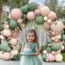 Sage Green Pink Balloon Arch Kit, Double Stuffed Dark Dusty Green Light Baby Pink Sand White Beige Balloons Garland Kit for Birthday Baby Shower Wedding Jungle Safari Spring Fall Boho Party Decoration