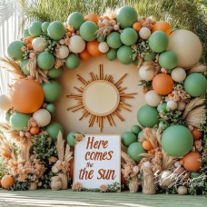 Sage Green Orange Balloon Arch Kit, Double Stuffed Dark Dusty Green Burnt Orange Sand White Beige Balloons Garland Kit for Birthday Baby Shower Wedding Jungle Safari Spring Fall Boho Party Decoration