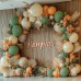 Sage Green Orange Balloon Arch Kit, Double Stuffed Dark Dusty Green Burnt Orange Sand White Beige Balloons Garland Kit for Birthday Baby Shower Wedding Jungle Safari Spring Fall Boho Party Decoration