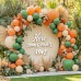 Sage Green Orange Balloon Arch Kit, Double Stuffed Dark Dusty Green Burnt Orange Sand White Beige Balloons Garland Kit for Birthday Baby Shower Wedding Jungle Safari Spring Fall Boho Party Decoration