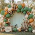 Sage Green Orange Balloon Arch Kit, Double Stuffed Dark Dusty Green Burnt Orange Sand White Beige Balloons Garland Kit for Birthday Baby Shower Wedding Jungle Safari Spring Fall Boho Party Decoration