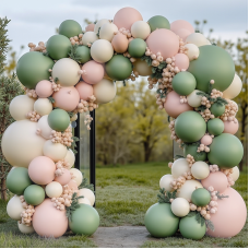 Sage Green Pink Balloon Arch Kit, Double Stuffed Dark Dusty Green Light Baby Pink Sand White Beige Balloons Garland Kit for Birthday Baby Shower Wedding Jungle Safari Spring Fall Boho Party Decoration