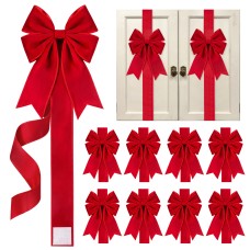 8 Pcs Large Red Velvet Christmas Cabinet Bows Ribbons for Kitchen 78.7Inch Christmas Bows Pre Tied Bow with Adhesive for Cabinet Doors Xmas Tree Windows Holiday Party Gifts Decorations 8 Pcs Large Red Velvet Christmas Cabinet Bows Ribbons for Kitchen 78.7Inch Christmas Bows Pre Tied Bow with Adhesive for Cabinet Doors Xmas Tree Windows Holiday Party Gifts Decorations