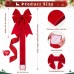 8 Pcs Large Red Velvet Christmas Cabinet Bows Ribbons for Kitchen 78.7Inch Christmas Bows Pre Tied Bow with Adhesive for Cabinet Doors Xmas Tree Windows Holiday Party Gifts Decorations
