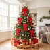 Zesliwy 8 Pcs Red Velvet Christmas Tree Bows Indoor Outdoor Decoration 11.8 × 23.6 Inch Large Velvet Bows Hanging Bow Ribbons for Christmas Tree Topper Fireplace Wreath Stair Holiday Decoration