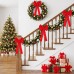 Zesliwy 8 Pcs Red Velvet Christmas Tree Bows Indoor Outdoor Decoration 11.8 × 23.6 Inch Large Velvet Bows Hanging Bow Ribbons for Christmas Tree Topper Fireplace Wreath Stair Holiday Decoration