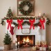 Zesliwy 8 Pcs Red Velvet Christmas Tree Bows Indoor Outdoor Decoration 11.8 × 23.6 Inch Large Velvet Bows Hanging Bow Ribbons for Christmas Tree Topper Fireplace Wreath Stair Holiday Decoration