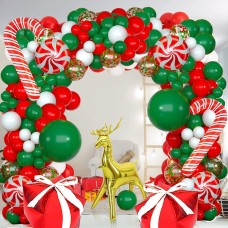 Christmas Balloons Garland Arch Kit, Xmas Red Green White Confetti Balloons with Candy Cane Foil Balloons for Christmas Party Birthday Xmas Party Decorations Christmas Balloons Garland Arch Kit, Xmas Red Green White Confetti Balloons with Candy Cane Foil Balloons for Christmas Party Birthday Xmas Party Decorations