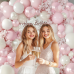 Pearl Pink White Balloons Garland, Double Stuffed Pearl Pink Sand White Balloon Arch Kit Pastel Pink Beige Nude Ivory Balloons for Girls Birthday Baby Shower Bridal Shower Wedding Party Decoration