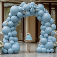 Dusty Blue Balloons Garland Kit, Double Stuffed Dark Dusty Blue Balloon Arch Different Sizes 18/12/10/5 Inch Latex Balloons for Birthday Gender Reveal Baby Shower Neutral Theme Party Decoration
