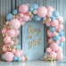 Light Pink Balloons Garland Arch Kit, Double Stuffed Pastel Pink Balloon Arch Different Sizes 18/12/10/5 Inch Baby Pink Balloons for Baby Shower Birthday Wedding Gender Reveal Party Decoration