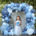 Dusty Blue Balloons Arch Kit, Double Stuffed Dark Blue Balloons Denim Baby Light Pastel Blue Balloon Garland for Baby Shower Birthday Wedding Baptism Graduation Gender Reveal Party Decoration