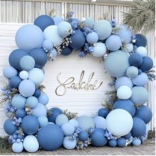 Dusty Blue Balloons Arch Kit, Double Stuffed Dark Blue Balloons Denim Baby Light Pastel Blue Balloon Garland for Baby Shower Birthday Wedding Baptism Graduation Gender Reveal Party Decoration