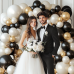 Black White Gold Balloon Arch Kit,Double Stuffed Pearl Sand White Balloon Garland Different Sizes 18/12/5 Inch Chrome Cream Balloons for Graduation Wedding Birthday Bachelorette Party Decorations