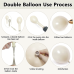 Pearl Sand White Balloons Arch Kit,Double Stuffed white Ivory Brige Cream Balloon Garland Kit Different Sizes 18/12/10/5 inch White Sand Latex Balloons for Wedding Engagement Baby Shower Birthday Bachelorette Party Decorations