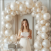 Pearl Sand White Balloons Arch Kit,Double Stuffed white Ivory Brige Cream Balloon Garland Kit Different Sizes 18/12/10/5 inch White Sand Latex Balloons for Wedding Engagement Baby Shower Birthday Bachelorette Party Decorations