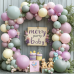 Dusty Green Pink Purple Yellow Balloon arch kit,Double Stuffed Haze Purple Mauve Pink Ivory Sage Green Lilac Light Yellow Balloons Garland for Brithday Wedding Wild Flower Princess Party Decorations 