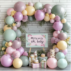Dusty Green Pink Purple Yellow Balloon arch kit,Double Stuffed Haze Purple Mauve Pink Ivory Sage Green Lilac Light Yellow Balloons Garland for Brithday Wedding Wild Flower Princess Party Decorations 