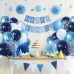 Blue Confettic Balloons Set,50 Pcs 12 Inch Navy Light Metallic Blue Balloon Kit Pastel Pale Blue Latex Balloon with Ribbon for Birthday Wedding Baby Shower Graduation Anniversary Party Decorations 