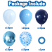 Blue Confettic Balloons Set,50 Pcs 12 Inch Navy Light Metallic Blue Balloon Kit Pastel Pale Blue Latex Balloon with Ribbon for Birthday Wedding Baby Shower Graduation Anniversary Party Decorations 