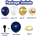 Navy Blue Gold Confetti Balloons Set,50pcs 12inch Royal Dark Blue Metallic Gold White Latex Balloons with Ribbon for Boys Birthday Wedding Graduation Baby Shower Bridal Shower Party Decorations