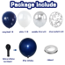 Navy Blue Silver Balloons Kit,50pcs 12inch Royal Dark Blue Metallic Silver White Balloon with Conffetti Latex Balloon for Wedding Graduation Birthday Baby Shower Anniversary Party Decorations
