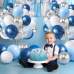 Blue White Silver Balloons Set,50 Pcs 12 Inch Light Baby Metallic Blue Sliver Balloon Navy Dark Royal Blue with Confettic Balloons for Birthday Baby Shower Wedding Party Decoration