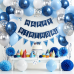 Blue White Silver Balloons Set,50 Pcs 12 Inch Light Baby Metallic Blue Sliver Balloon Navy Dark Royal Blue with Confettic Balloons for Birthday Baby Shower Wedding Party Decoration