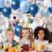 Blue White Silver Balloons Set,50 Pcs 12 Inch Light Baby Metallic Blue Sliver Balloon Navy Dark Royal Blue with Confettic Balloons for Birthday Baby Shower Wedding Party Decoration
