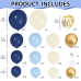 Navy Blue Gold Balloon Arch Kit,Dark Light Pastel Blue Sand White Beige Chrome Gold with Confetti Balloons Garland for Birthday Graduation Wedding Bridal Shower Party Decorations