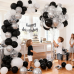 Black Silver Balloons Set,50pcs 12inch Metallic Silver Black White Pearl Silver Balloon with Confetti Latex Balloons for Birthday Wedding Graduation Anniversary Party Decorations