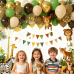 Sage Green Brown Balloons Set,50pcs 12inch Retro Green Dark Brown Nude Conffee Balloon and Tan Metallic Gold with Confetti Balloons for Jungle Safari Hunting Woodland Forest Birthday Party Decorations