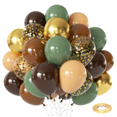 Sage Green Brown Balloons Set,50pcs 12inch Retro Green Dark Brown Nude Conffee Balloon and Tan Metallic Gold with Confetti Balloons for Jungle Safari Hunting Woodland Forest Birthday Party Decorations Sage Green Brown Balloons Set,50pcs 12inch Retro Green Dark Brown Nude Conffee Balloon and Tan Metallic Gold with Confetti Balloons for Jungle Safari Hunting Woodland Forest Birthday Party Decorations