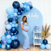 Navy Blue Balloon Arch kit,Dark Metallic Blue and Matte Light Blue Balloons Garland with Confetti Latex Blue Balloons for Birthday Wedding Anniversary Gender Reveal Party Decorations