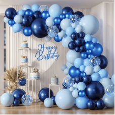 Navy Blue Balloon Arch kit,Dark Metallic Blue and Matte Light Blue Balloons Garland with Confetti Latex Blue Balloons for Birthday Wedding Anniversary Gender Reveal Party Decorations